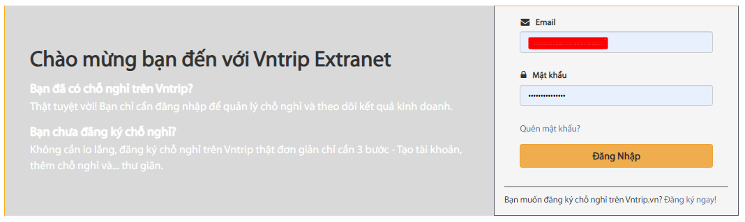 Hướng dẫn đăng kí bán phòng trên Vntrip